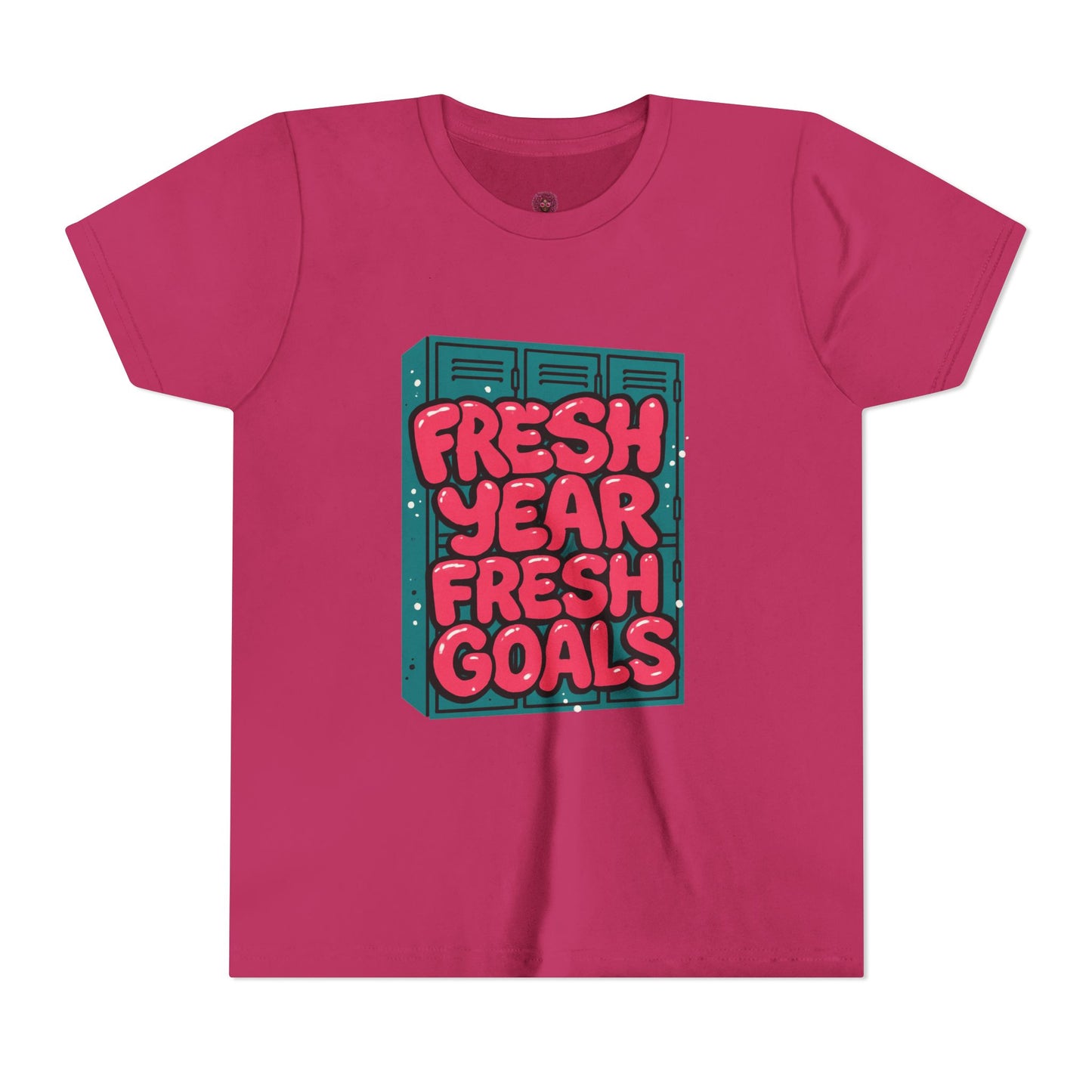 Fresh Year Fresh Goals Youth Tee - Fun Motivational T-Shirt for Kids, Back-to-School, New Year, Positive Vibes