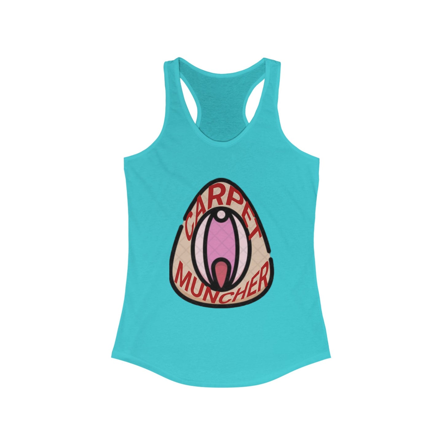 Playful Graphic Women's Pride Racerback Tank - 'Carpet Muncher', Quirky Humor