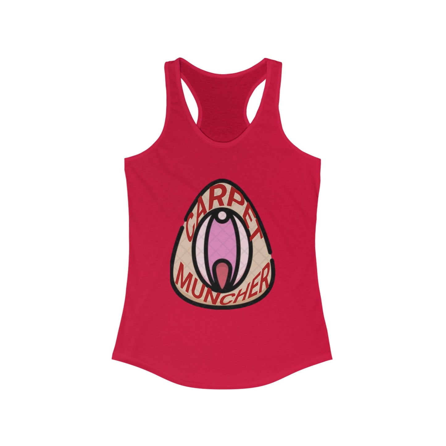 Playful Graphic Women's Pride Racerback Tank - 'Carpet Muncher', Quirky Humor