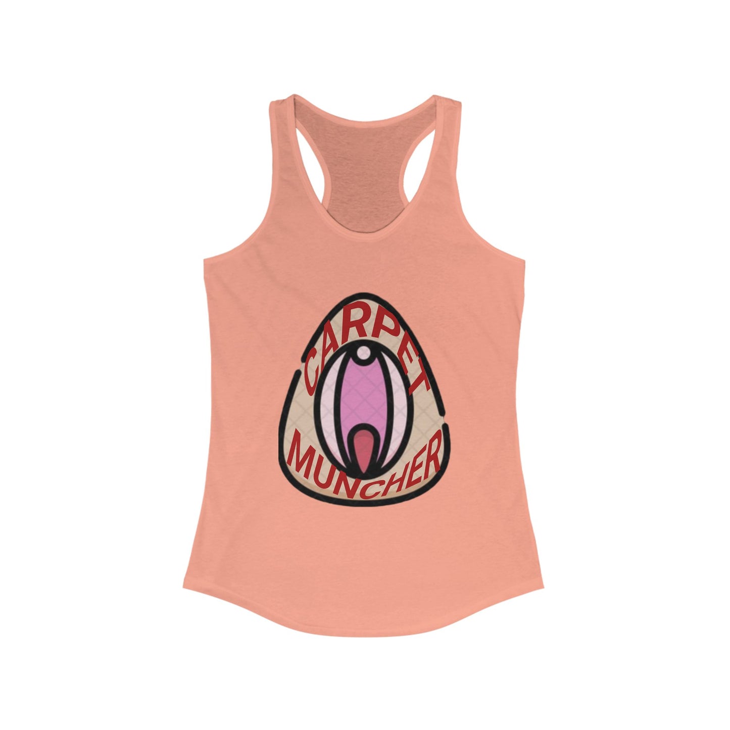 Playful Graphic Women's Pride Racerback Tank - 'Carpet Muncher', Quirky Humor