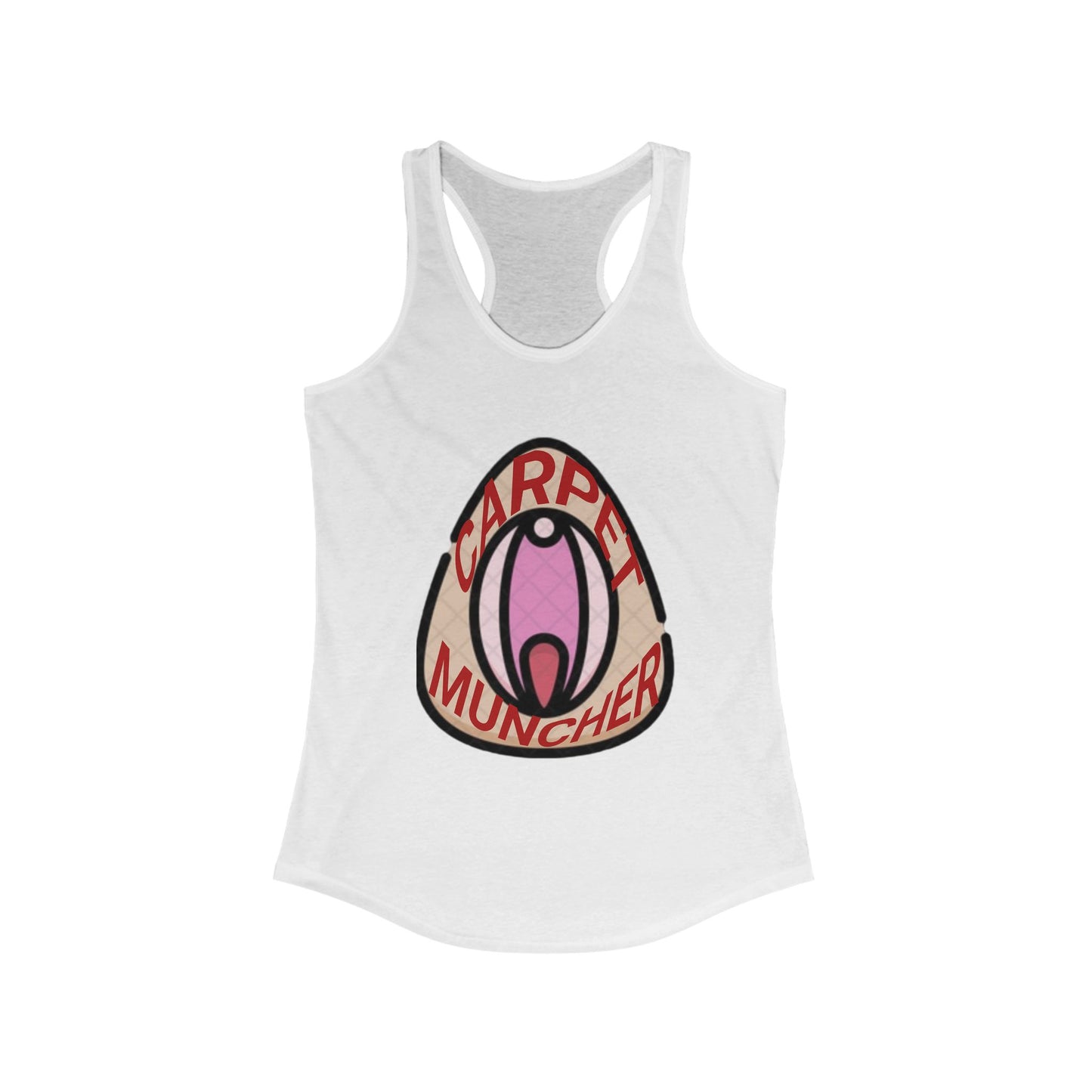 Playful Graphic Women's Pride Racerback Tank - 'Carpet Muncher', Quirky Humor