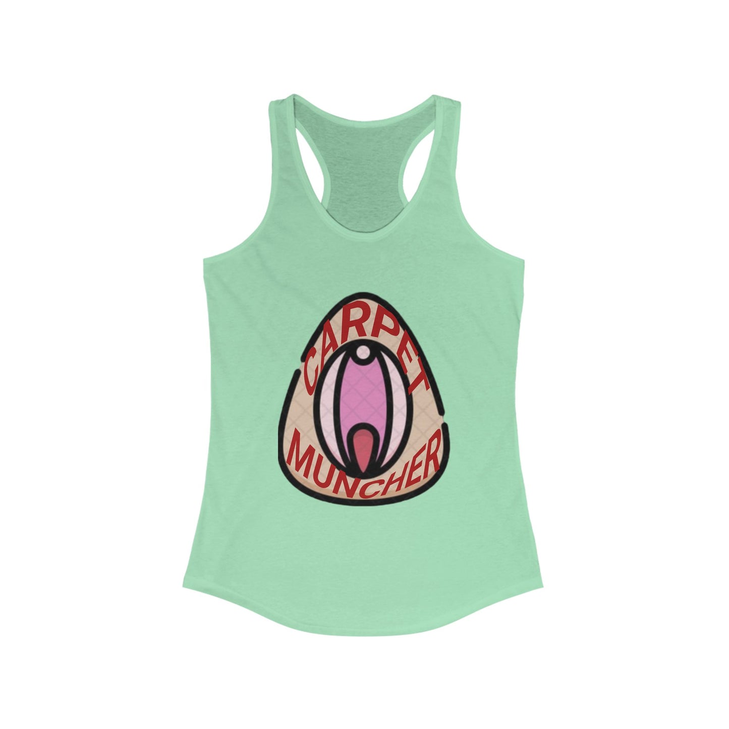 Playful Graphic Women's Pride Racerback Tank - 'Carpet Muncher', Quirky Humor