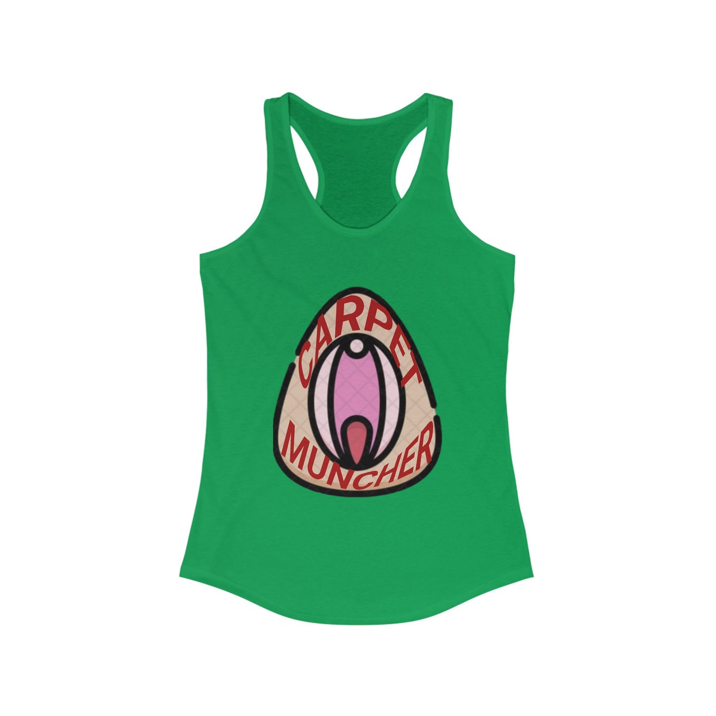 Playful Graphic Women's Pride Racerback Tank - 'Carpet Muncher', Quirky Humor
