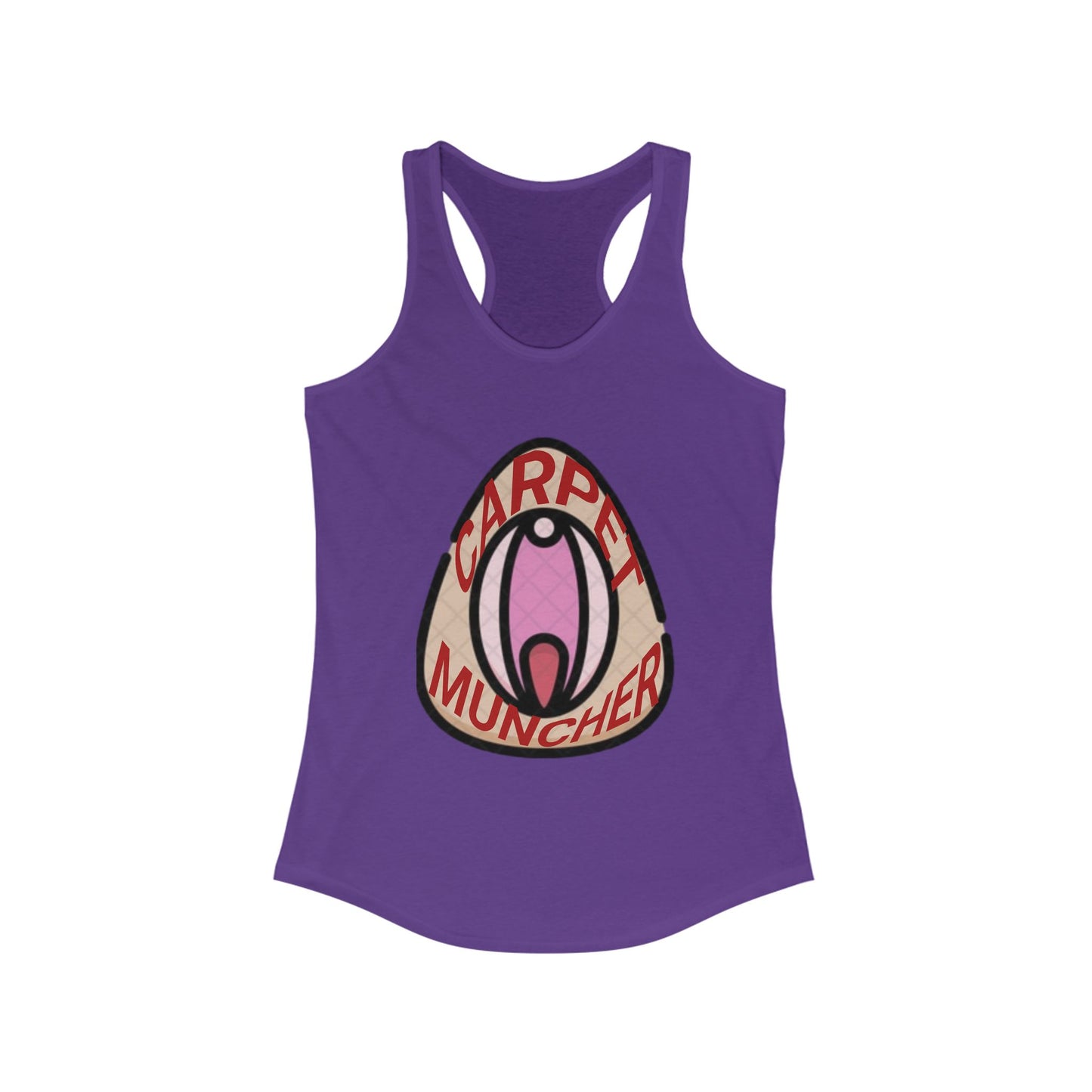 Playful Graphic Women's Pride Racerback Tank - 'Carpet Muncher', Quirky Humor