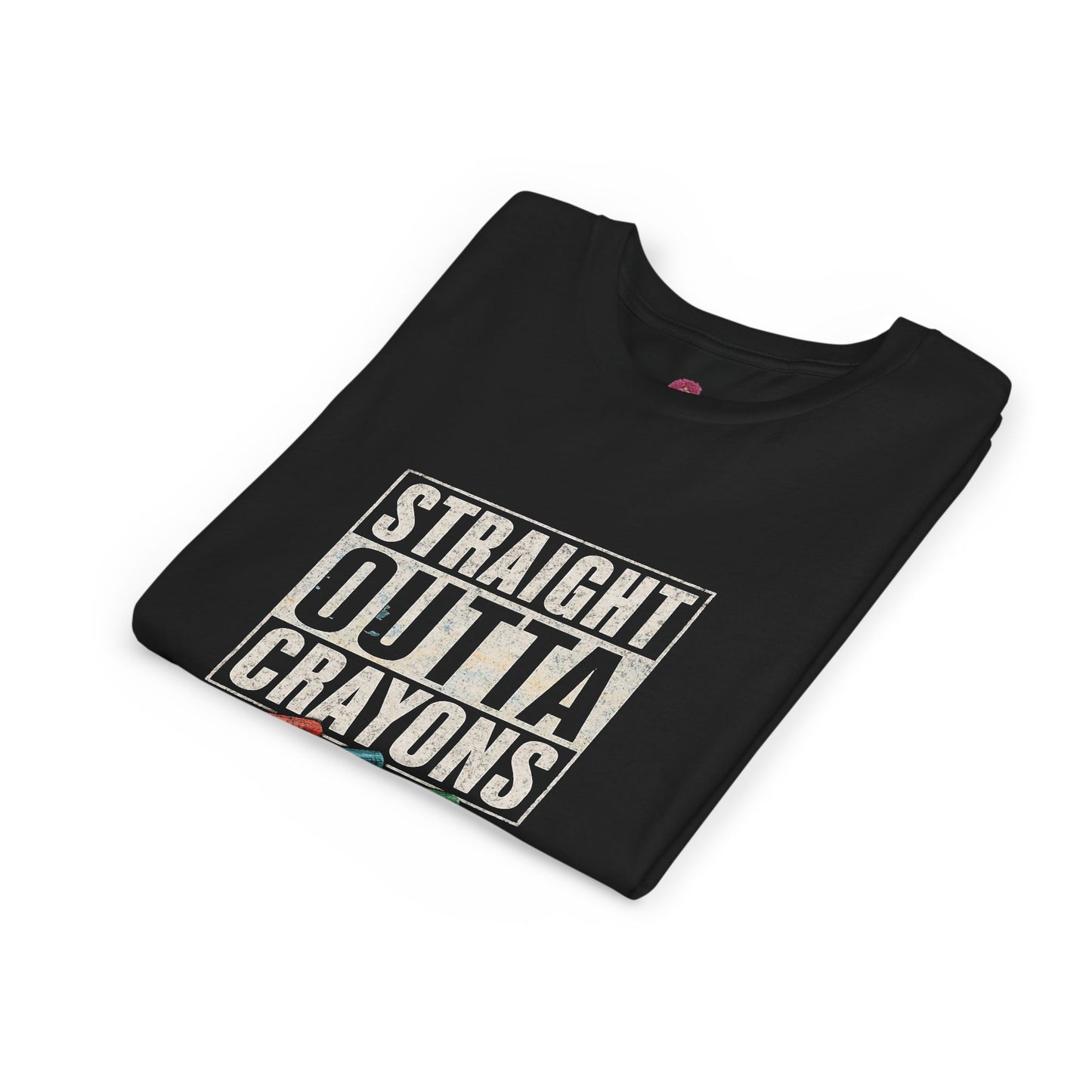 Creative Kid's T-Shirt - Straight Outta Crayons Tee for Young Artists, Perfect for Birthdays, Playdates, Art Parties, Fun Gifts