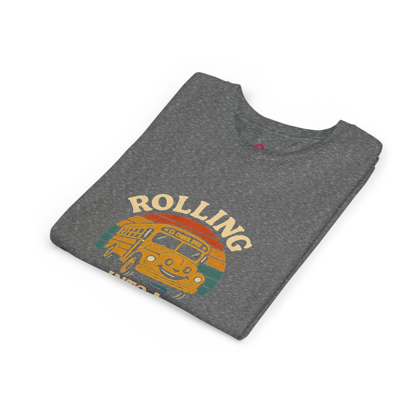 Retro Youth Short Sleeve Rolling Into New Year Tee - Cool Vintage Bus Design, Perfect for New Year, Gifts, Travel, Adventure