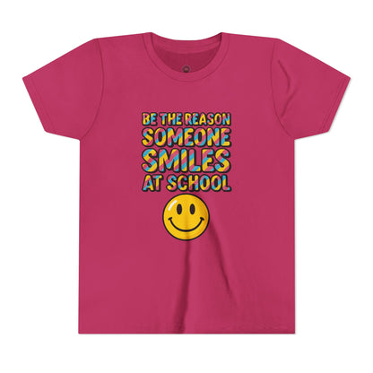 Youth Smiles Tee - Be the Reason Someone Smiles at School, Cute Kids Shirt, Back-to-School Gift, Positive Vibes Tee