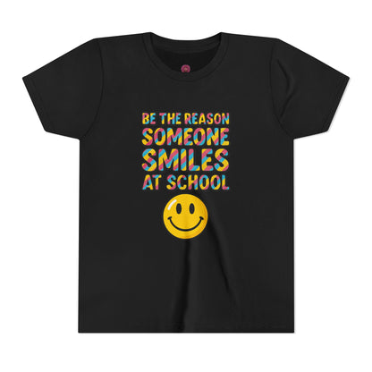 Youth Smiles Tee - Be the Reason Someone Smiles at School, Cute Kids Shirt, Back-to-School Gift, Positive Vibes Tee