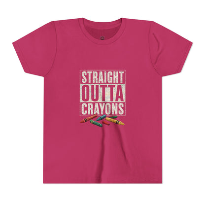 Creative Kid's T-Shirt - Straight Outta Crayons Tee for Young Artists, Perfect for Birthdays, Playdates, Art Parties, Fun Gifts