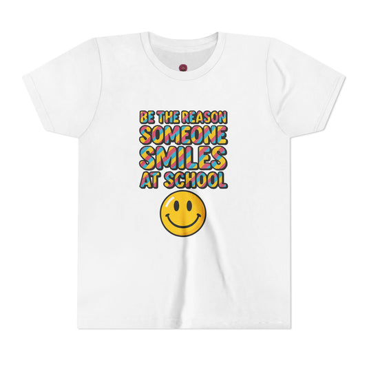Youth Smiles Tee - Be the Reason Someone Smiles at School, Cute Kids Shirt, Back-to-School Gift, Positive Vibes Tee