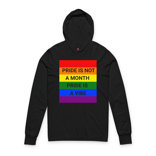 Pride Vibe Unisex Graphic Long Sleeve Hooded T-Shirt, LGBTQ+ Pride Month Apparel, Rainbow Pride Clothing