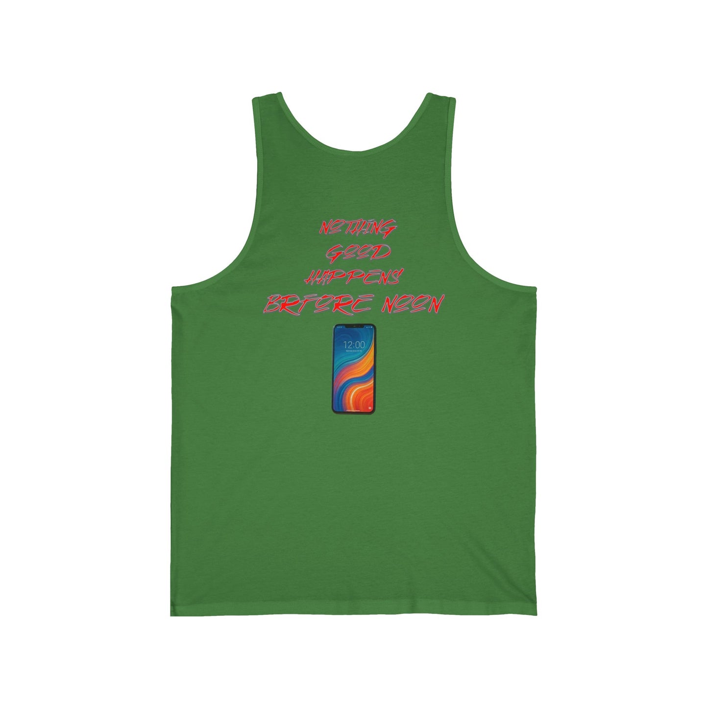 Nothing Good Happens Before Noon, Back Print Unisex Tank Top  | Casual Wear, Gift for Friends, Birthday Top, Everyday Comfort