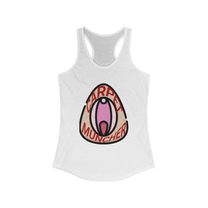 Playful Graphic Women's Pride Racerback Tank - 'Carpet Muncher', Quirky Humor