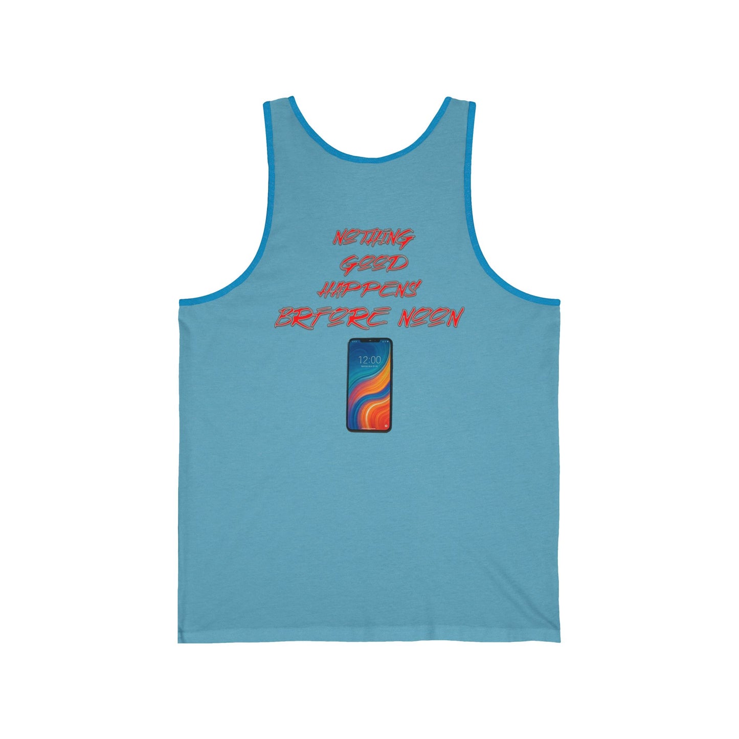 Nothing Good Happens Before Noon, Back Print Unisex Tank Top  | Casual Wear, Gift for Friends, Birthday Top, Everyday Comfort