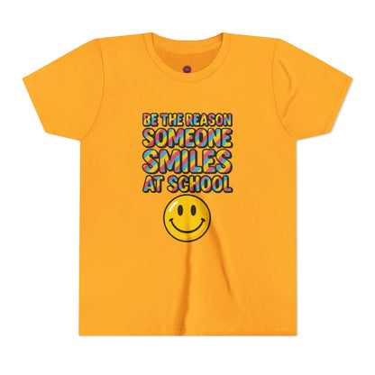 Youth Smiles Tee - Be the Reason Someone Smiles at School, Cute Kids Shirt, Back-to-School Gift, Positive Vibes Tee