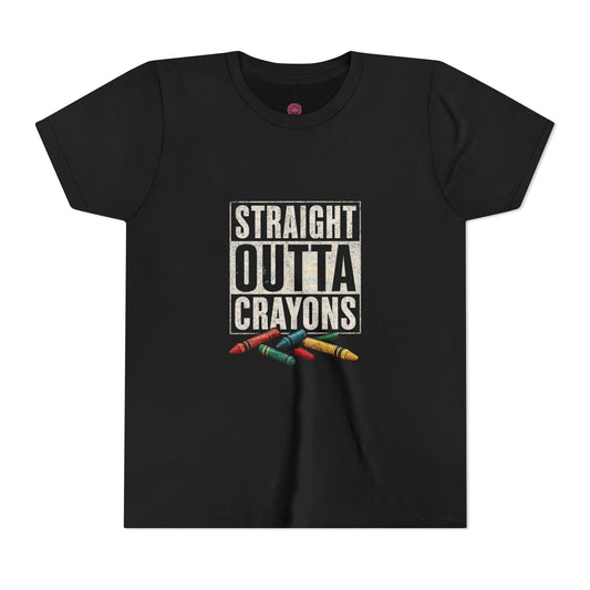 Creative Kid's T-Shirt - Straight Outta Crayons Tee for Young Artists, Perfect for Birthdays, Playdates, Art Parties, Fun Gifts