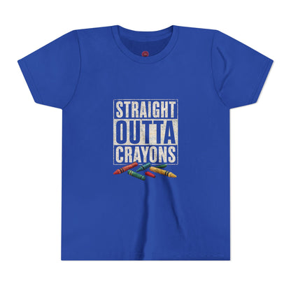 Creative Kid's T-Shirt - Straight Outta Crayons Tee for Young Artists, Perfect for Birthdays, Playdates, Art Parties, Fun Gifts