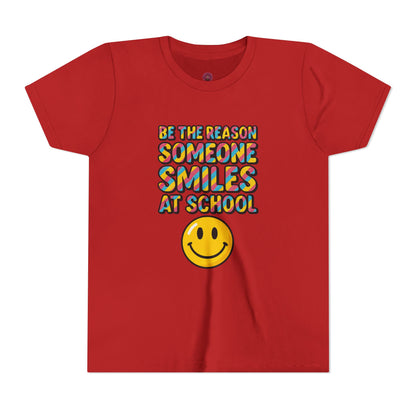 Youth Smiles Tee - Be the Reason Someone Smiles at School, Cute Kids Shirt, Back-to-School Gift, Positive Vibes Tee