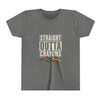 Creative Kid's T-Shirt - Straight Outta Crayons Tee for Young Artists, Perfect for Birthdays, Playdates, Art Parties, Fun Gifts
