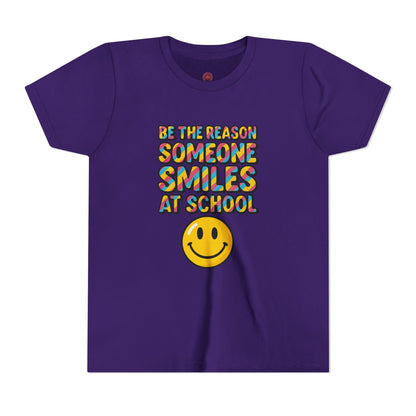 Youth Smiles Tee - Be the Reason Someone Smiles at School, Cute Kids Shirt, Back-to-School Gift, Positive Vibes Tee
