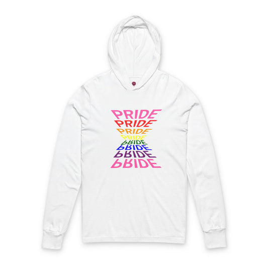 "Pride" Graphic Long Sleeve Hooded Tee, Unisex Pride Shirt, LGBTQ+ Awareness Top