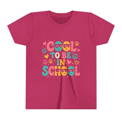 Cool to Be in School Youth Tee - Colorful Graphic Tee, Trendy Kids Shirt, Back to School Outfit, Youth Top,